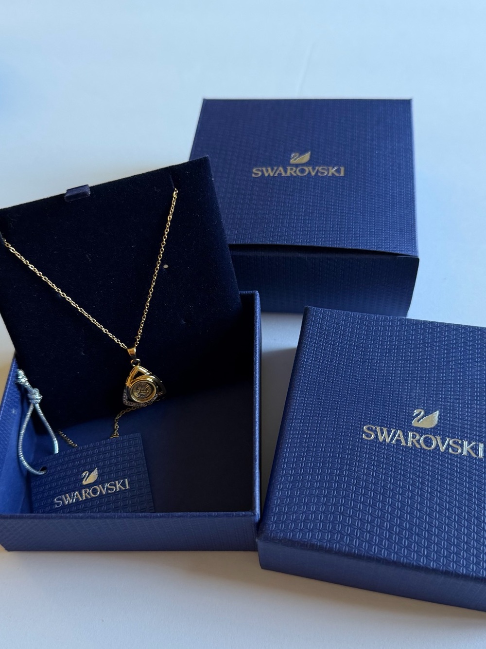 Swarovski Gold Pendant Necklace with Crystal Center
